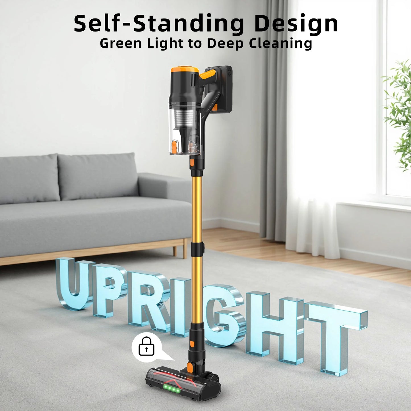 DSV112A Free-Standing Design Cordless Vacuum Cleaner 550W 45000PA – Powerful Brushless Motor, Handheld Home Vacuum