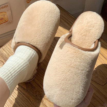 Crestar Women Warm Fuzzy Slippers Winter New Plush Indoor Flat Slides Comfy Soft Sole Fur Men Shoes Fluffy House Cotton Slippers