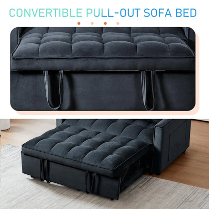 3 in 1 Convertible Sleeper Sofa Bed, Futon Couches for Living Room with Side Pocket | Adjustable Backrest| Velvet, Customized