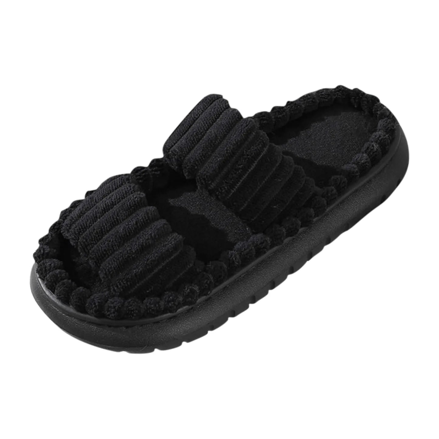 Autumn Winter New Women Home Slippers Open-Toe Cross Band Linen Soled Indoor Slides Linen Soled Non-Slip Bathroom Slippers