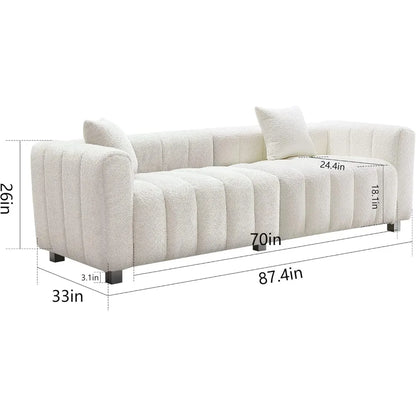 87.4'' Modern 3-Seater Sofa Bubble Couch | Premium Teddy Velvet Deep Seat Sofa | Fluffy Loveseat Sofa for Cozy,Customized
