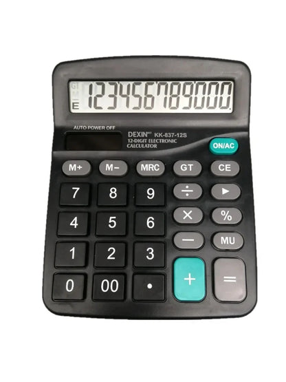12-Digit Large LCD Display Calculator Standard Function Calculator with Solar & Battery Dual Power for Home Basic Desktop Office