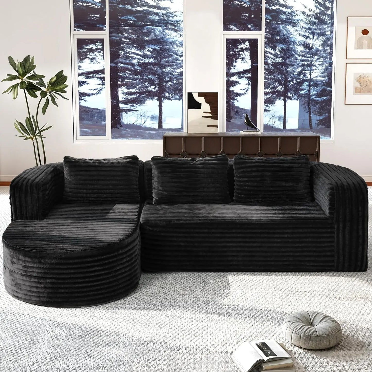 96" Modular Sectional Sofa Oversized Chaise L Shape 3 Seat Living Room Apartment No Assembly, Customized