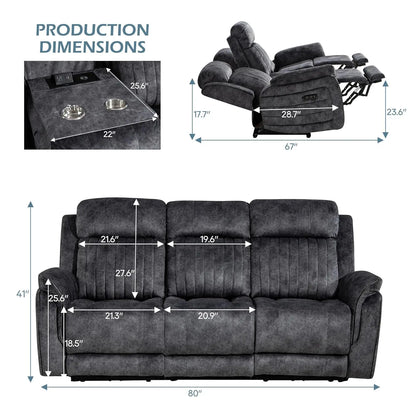 Zero Gravity Power Reclining Sofa with Adjustable Headrest, Electric Reclining Couch with Wireless Charge, USB, Customized
