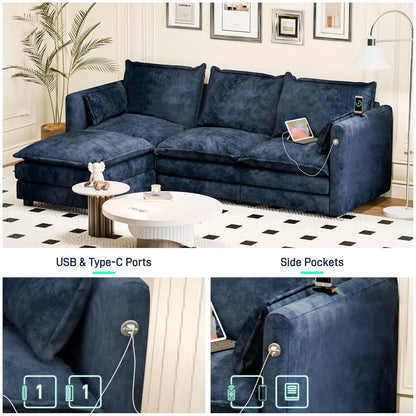 L Shaped Couch Sectional Sofa Comfy Cloud Couch for Living Room, Deep Seat Modular Sectional Sofa with Padded, Customized