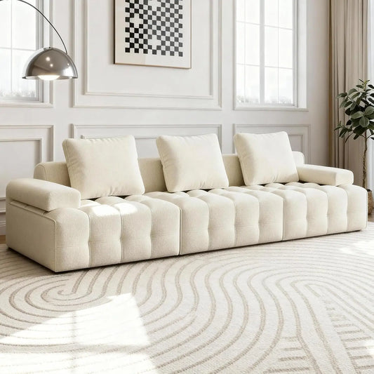 118" Modular Cloud Sectional Sofa, Boneless Couch for Living Room, 3-Seater Deep Seat Comfy Sectional Couch, No, Customized