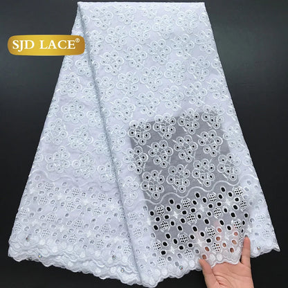 SJD LACE Austria African Cotton Lace Fabrics 2025 High Quality Nigerian Swiss Voile Lace for Sewing Women Wedding Dress DIY 4369