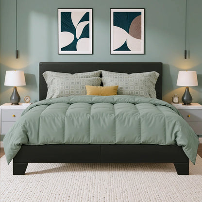 HOOMIC Full/Queen/King Upholstered Bed Frame with Adjustable Linen Headboard, Sturdy Wood Slats & Quiet Support