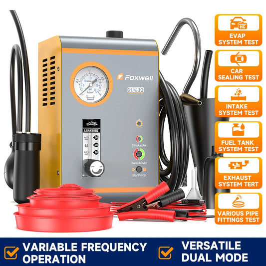 FOXWELL SD203 Automotive EVAP Smoke Leak Detector 12V Built-in Air Pump Vacuum Leak Detection Pipe Leakage Diagnostic Tester