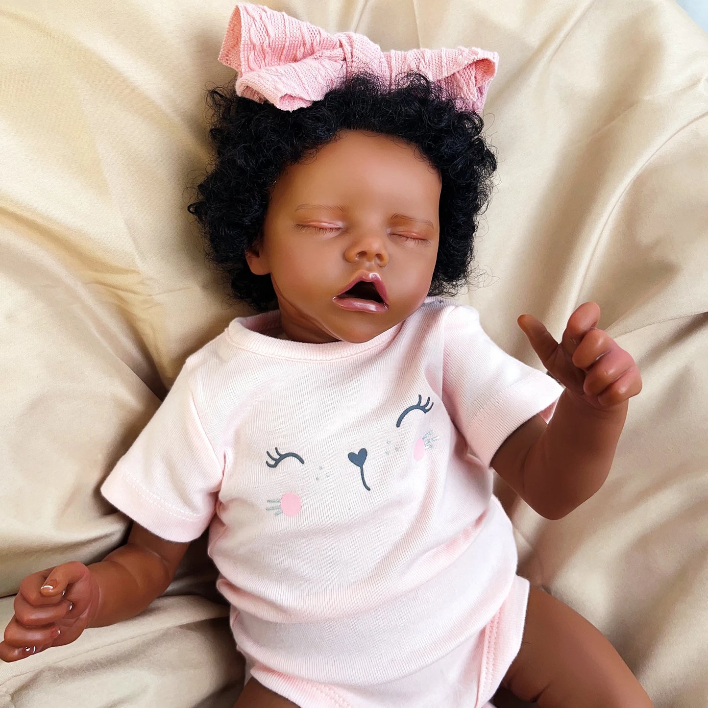 Risbecko 17 Inch Lifelike Black Reborn Baby Doll - African American Soft Cloth Body Doll - Birthday Gift/Christmas Gift