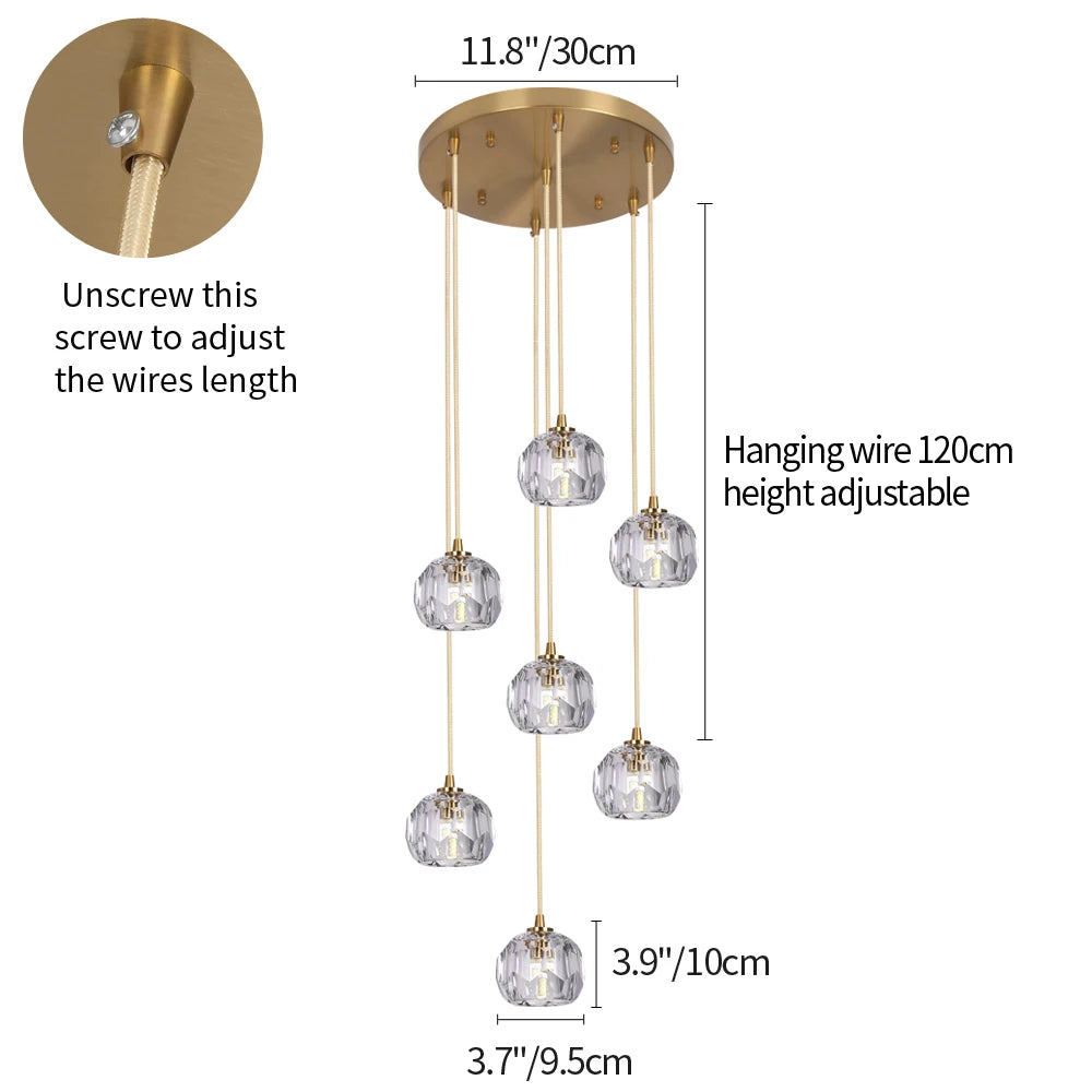 VETRULUS Crystal Pendant Ceiling Lamps Modern Home Decoration Luxury Chandeliers Lighting Bedroom Living Room Hanging Light