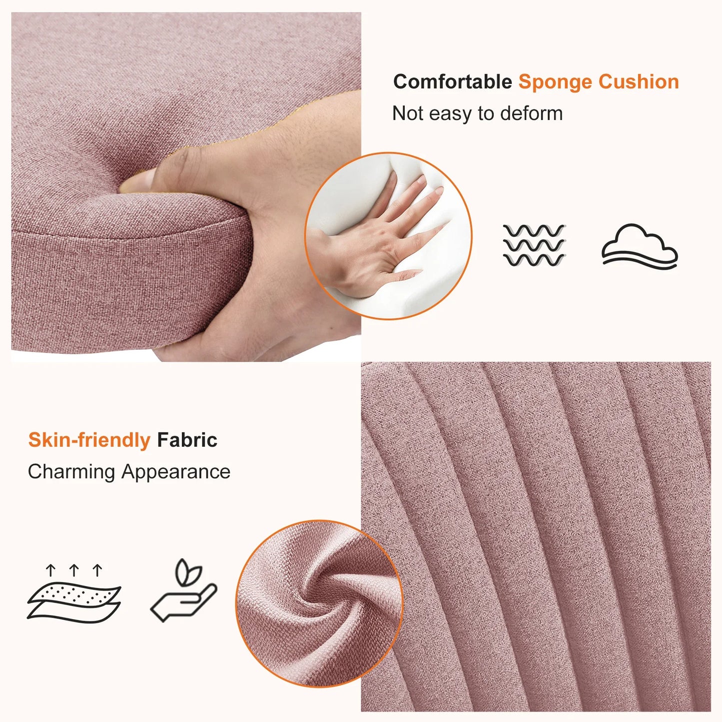 JHK Armless Small Desk Office Chair Cute Vanity Swivel Chair with Back Modern Fabric with Wheels Swivel Task Home Gaming Chair