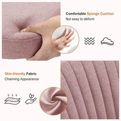 JHK Armless Small Desk Office Chair Cute Vanity Swivel Chair with Back Modern Fabric with Wheels Swivel Task Home Gaming Chair