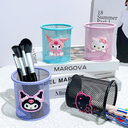Cute Sanrio Hello Kitty Kuromi Metal Pen Holder School Supplies Cosmetics Storage Gift for Wife