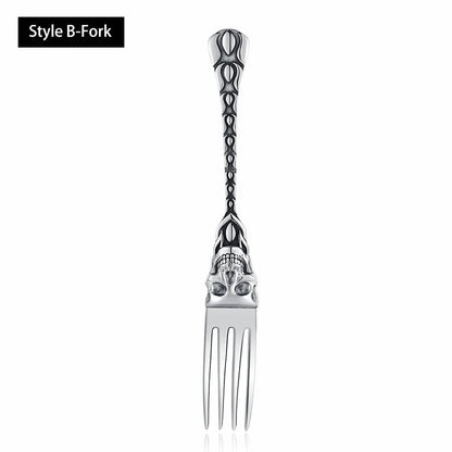 Creative Party Decor Fork and Spoon Set Skull Angel Mermaid Cutlery Stainless Steel Fork Spoon Halloween Party Dinner Cutlery