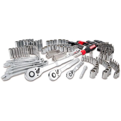 Complete 230-Pc Mechanic Tool Set with Case. Versatile Sockets for 1/4" to 1/2" Drive. Essential for Homeowners