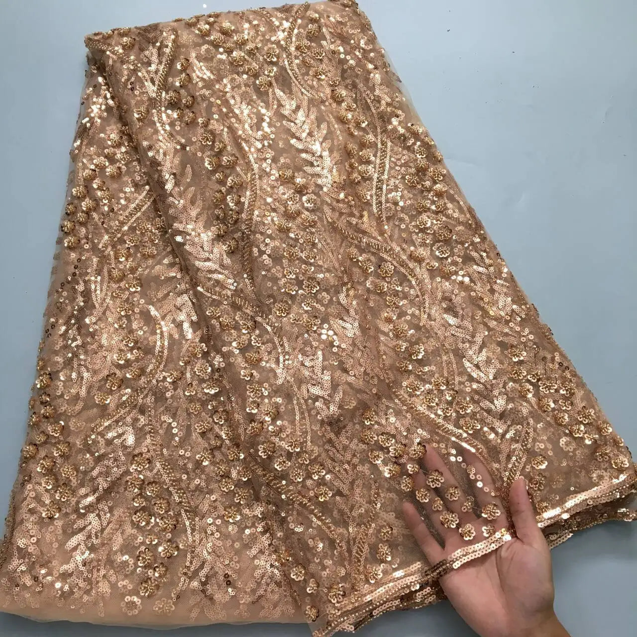 SJD LACE French Mesh Bridal Lace Fabric Beads African Sequins Lace 2025 Hot Sale Nigerian Beads For Women Wedding Dress Sew 3803