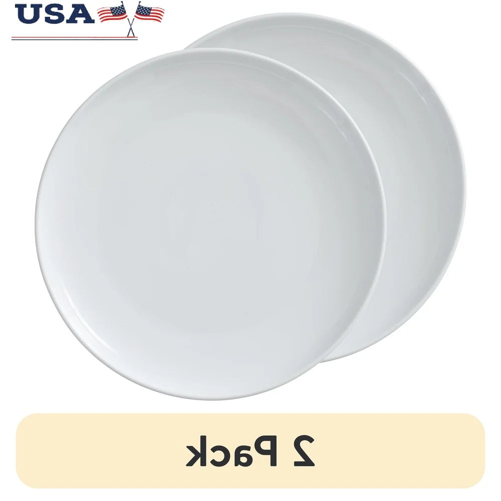 2 Pack Porcelain Dinner Plates Microwave Safe Dishwasher Safe Modern Classic Design Round Plates Durable Kitchen Dinnerware