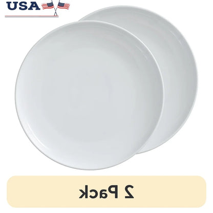 2 Pack Porcelain Dinner Plates Microwave Safe Dishwasher Safe Modern Classic Design Round Plates Durable Kitchen Dinnerware