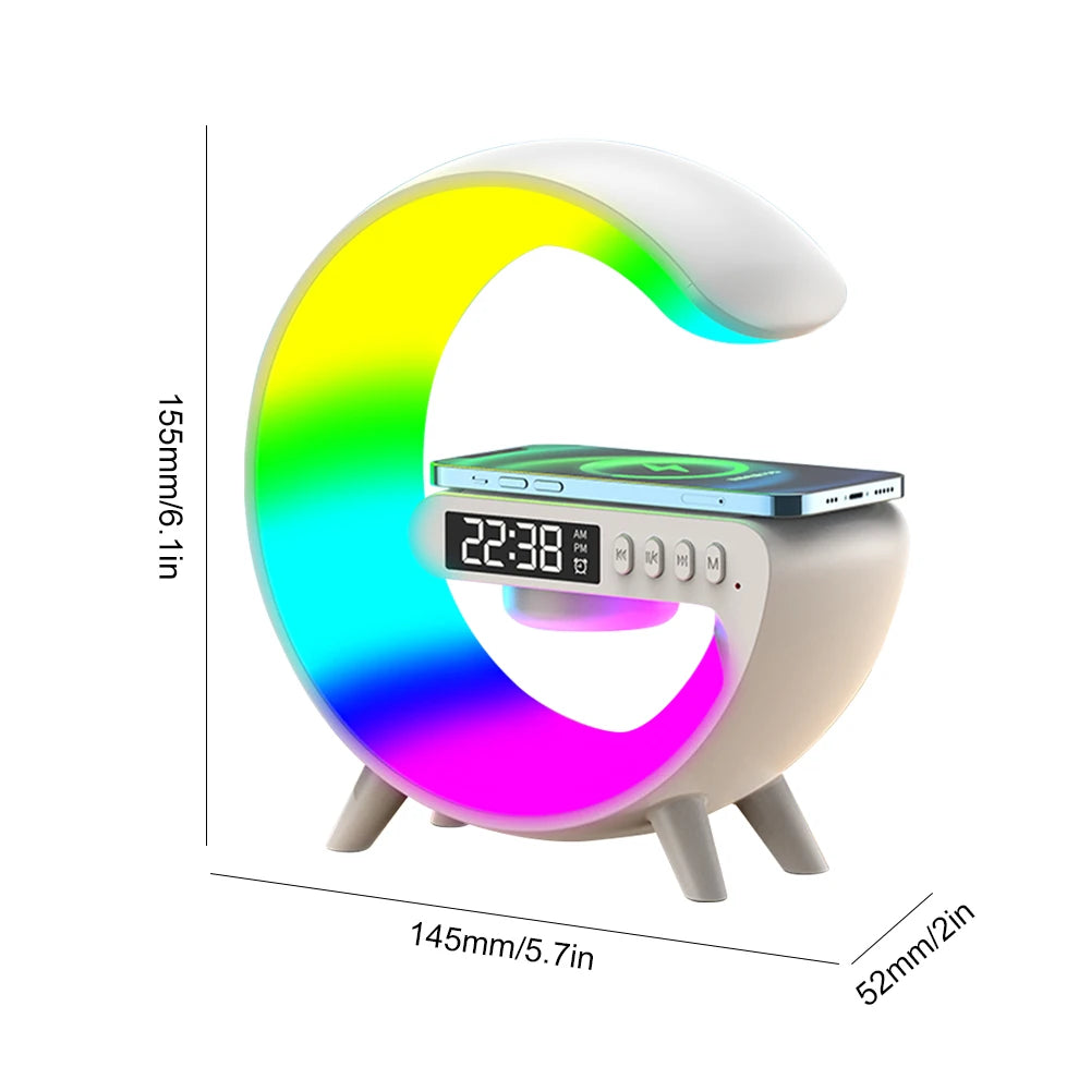 Wireless Speaker Charger Table Lamp with Alarm Clock Charging Function Night Light LED Table Lamp for Living Room Bedroom