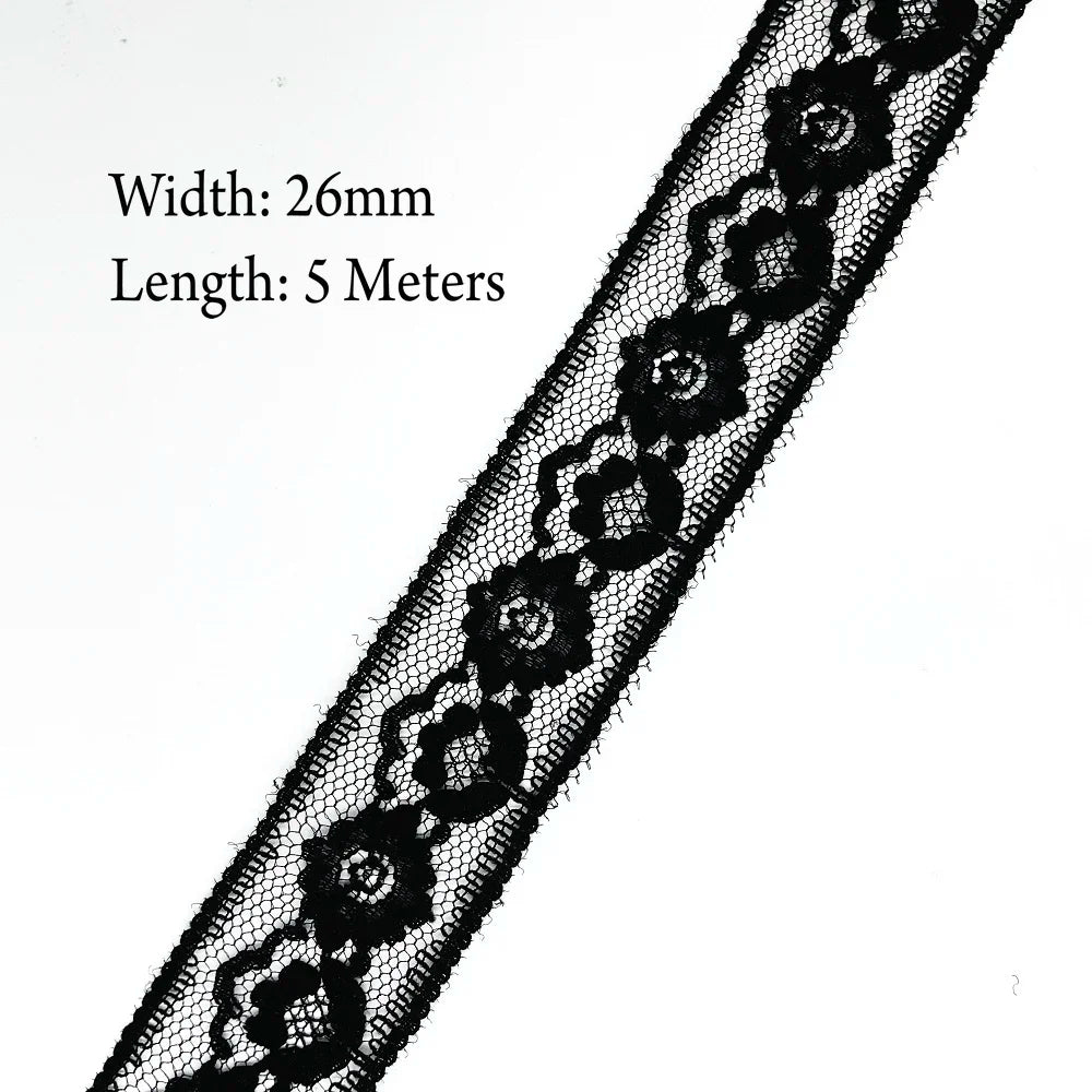 5 Meters White Black Lace Ribbon Assorted Pattern Trims for Gift Wrapping Christmas Wedding Decorations DIY Crafts Sewing Supply