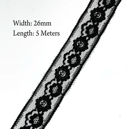 5 Meters White Black Lace Ribbon Assorted Pattern Trims for Gift Wrapping Christmas Wedding Decorations DIY Crafts Sewing Supply