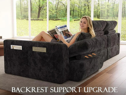 119" Cloud Couch Sectional for Living Room, Oversized Boneless Couches with Ottoman, Convertible L Shaped 3 Seater, Customized