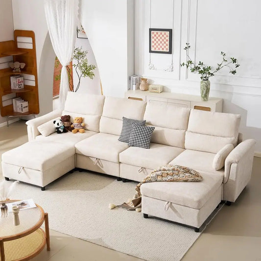 132 Oversized Modular Sectional Sofa, U Shaped Cloud Couch with Large Storage, Extra Deep Seat, Modern Chenille Sof Customizable