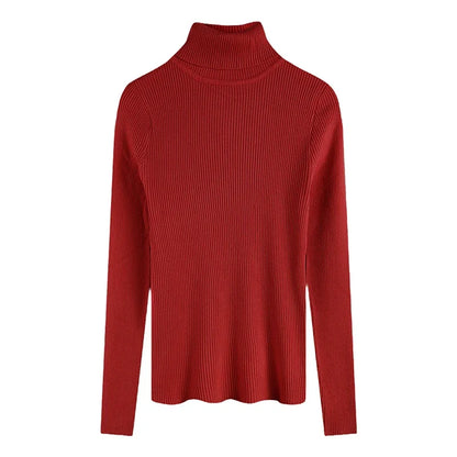 2025 Casual Slim Knitted Pullover Autumn Winter Thick Turtleneck Sweater Base Sweater Korean Style Simple Base Layer Warm Tops