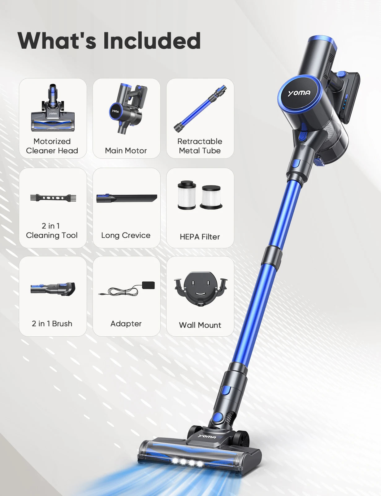 YOMA N12 Cordless Vacuum Cleaner,6-In-1 Powerful Stick Vacum Cleaner