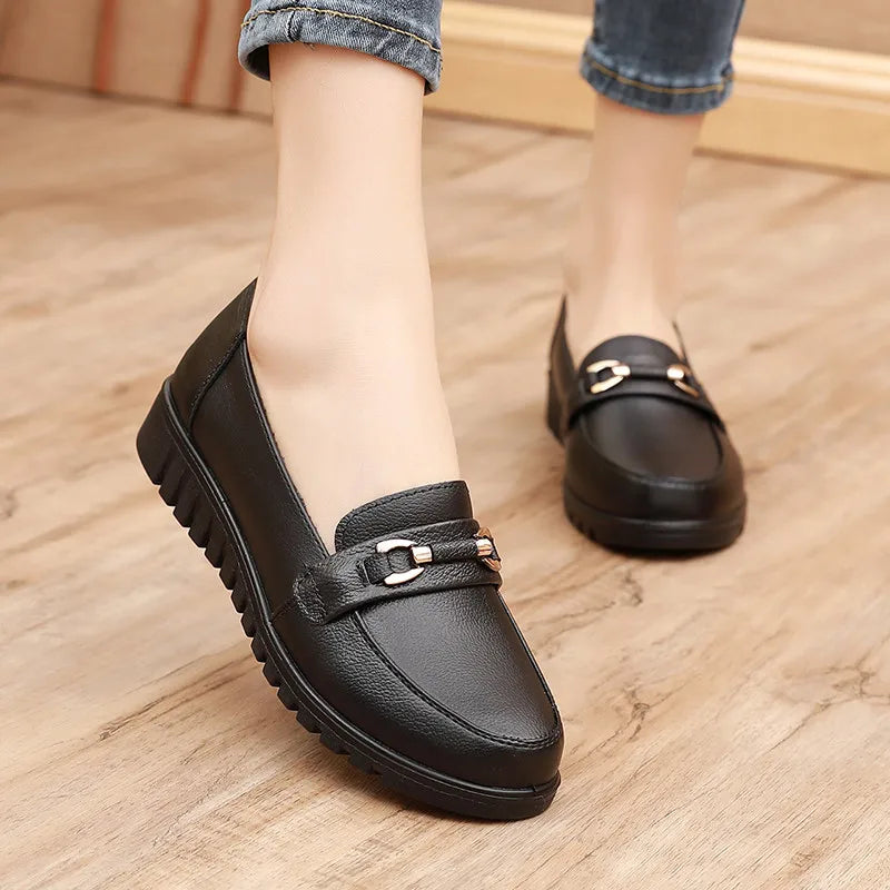 Womens Round Toe Ballet Flats Cute Ballerina Flats Comfortable Faux Leather Insole Low Heels Dress Shoes for Ladies Soft