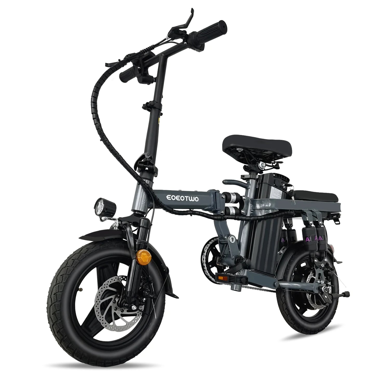 EOEOTWO F12 Foldable Electric Bike for Adults,14'' Commuter E Bike,600W Peak,22-25mph,32Miles Range,48V Removable Battery,Bikes