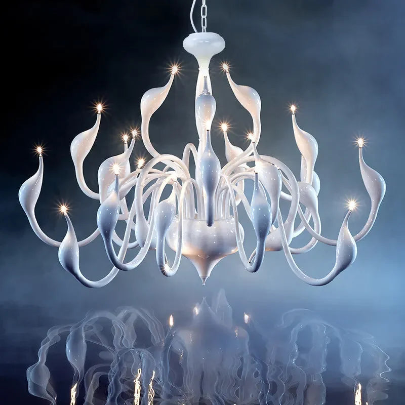 G4 LED Swan chandelier Lighting for Bedroom Foyer Chandelier lustre salon Black White Red gold