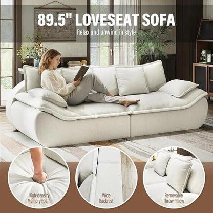 Sectional Sofa 2-Seater Modular – Comfy Loveseat with Throw, Deep Seat Small Sofa, Memory Foam for Living Room/Office/Apartment