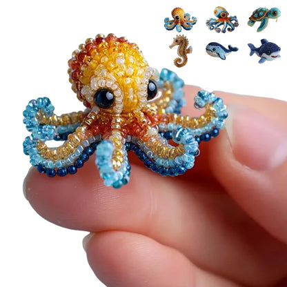Creative Beaded Embroidery Kit Multi-Purpose Ocean Beadwork DIY Kit Wear Resist Cute Ocean Animals Embroidery for Craft Lovers