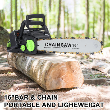 Battery Powered Chainsaw with 2 x 4Ah Batteries, Auto-Lubrication Chain Saw for Tree Felling, Pruning, Logging and Firewood