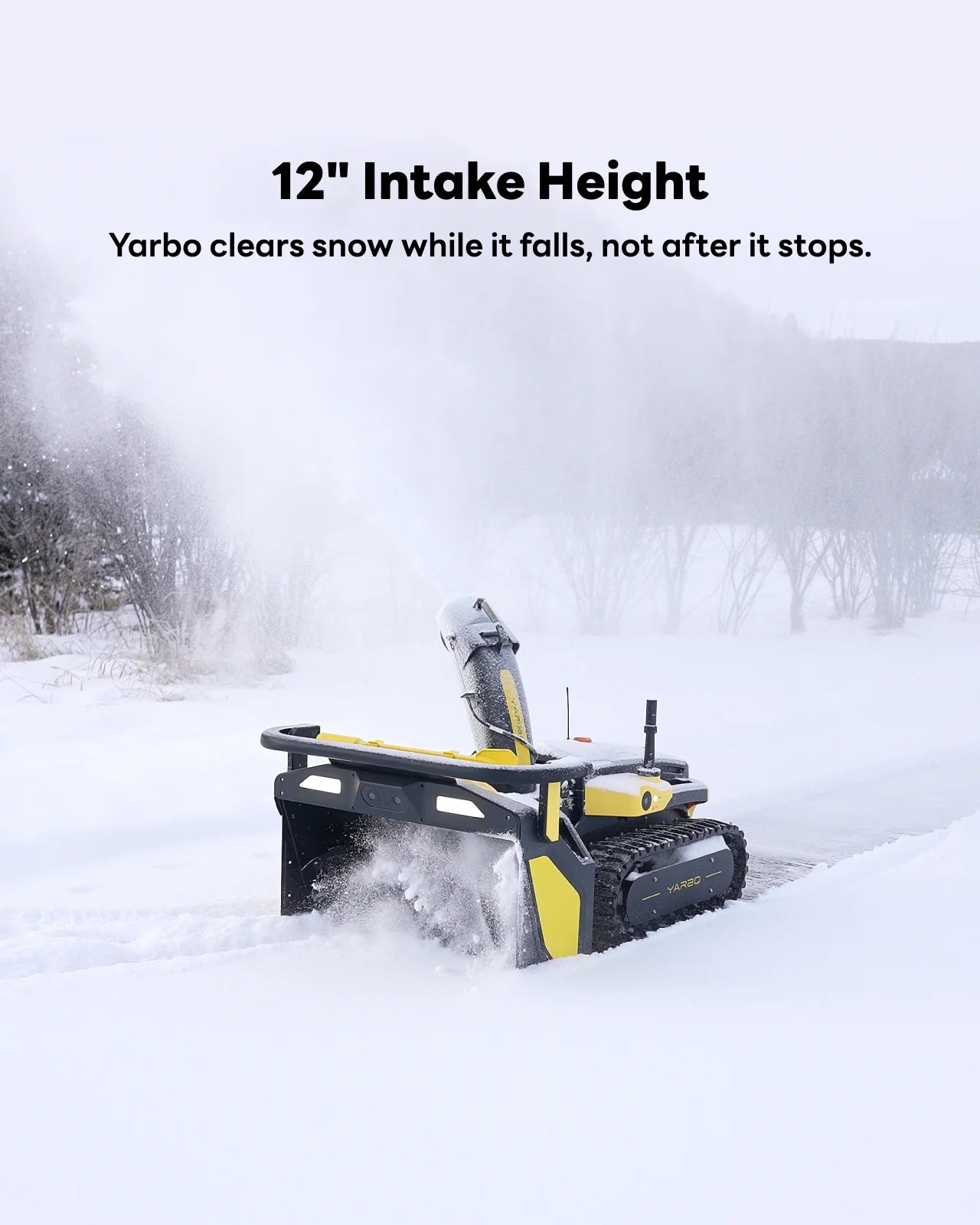 YARBO 24/7 Autonomous Robot Snow Blower with 2-Stage, 12" Intake Height, 6-40ft Throwing Distance for Driveway & Sideway