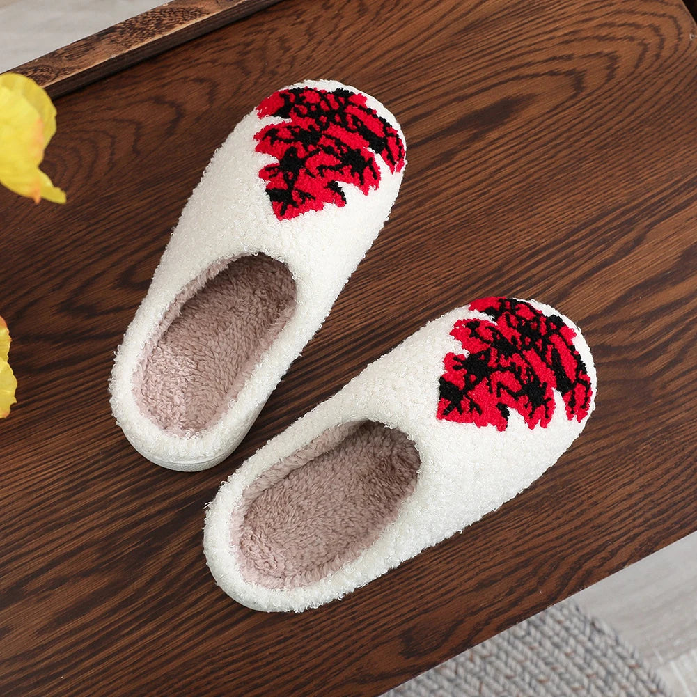 Christmas Tree Cotton Slippers House Flat Floor Soft Slides Breathable Bedroom Slippers for Indoor for Women Men Christmas Gift