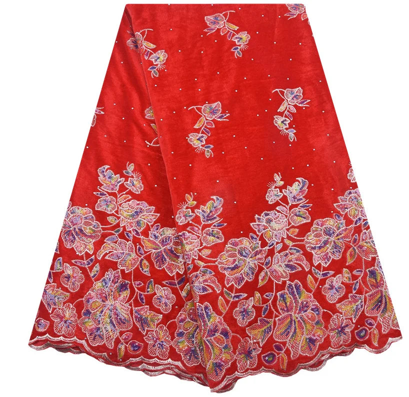 Nigerian Velvet Lace Fabric 2025 High Quality 5 Yards Sequins African Lace Fabric Nigerian Lace for Women Wedding Dress Sewing