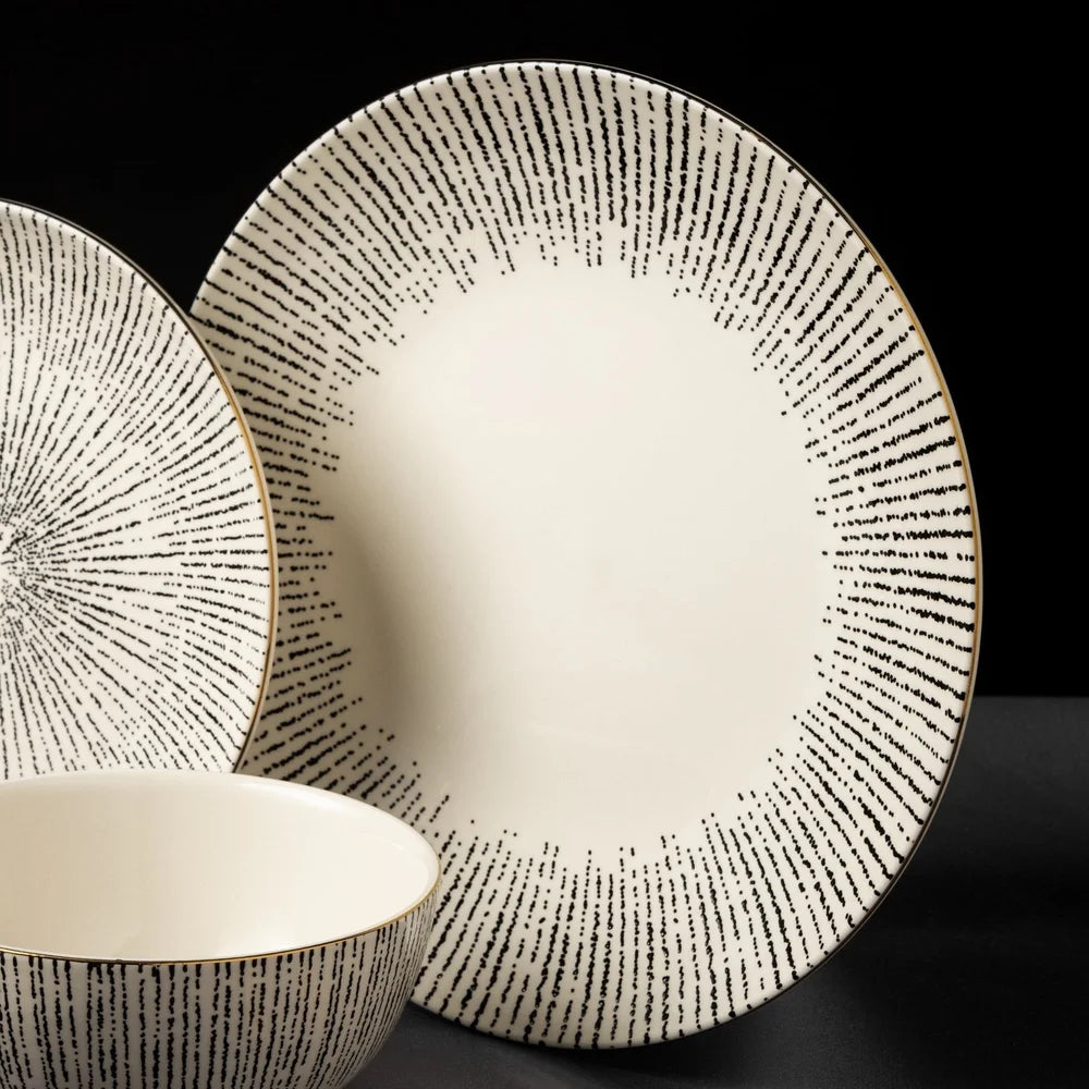 Stoneware Dinner Plate Unique Pattern Durable Ceramic Round Serving Plate Dishwasher Safe Ideal Daily Use Special Gatherings