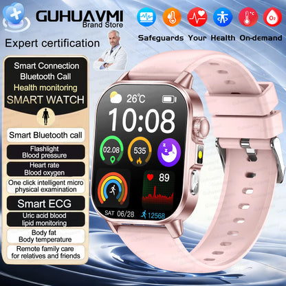 2026 New AI Health Diagnosis Smart Watch Body Analysis Uric Acid Blood lipids ECG+PPG Blood pressure call Smart watch Men Women