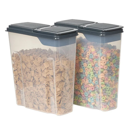 2-Pack Plastic Cereal Dispenser Containers 6 Quart Easy Grip Flip Lid Dry Food Storage Organizer