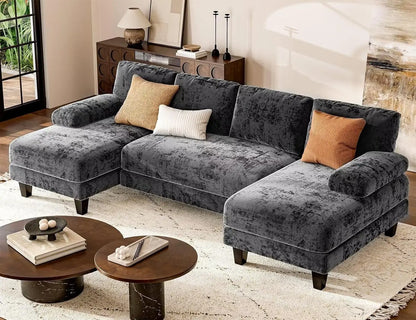 U Shaped Sectional Couch 111 Inch Modular Double Chaise Living Room Apartment Lounge, Customized