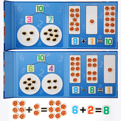 Children's math enlightenment teaching aids, number decomposition, addition and subtraction, ten-frame array, educational puzzle