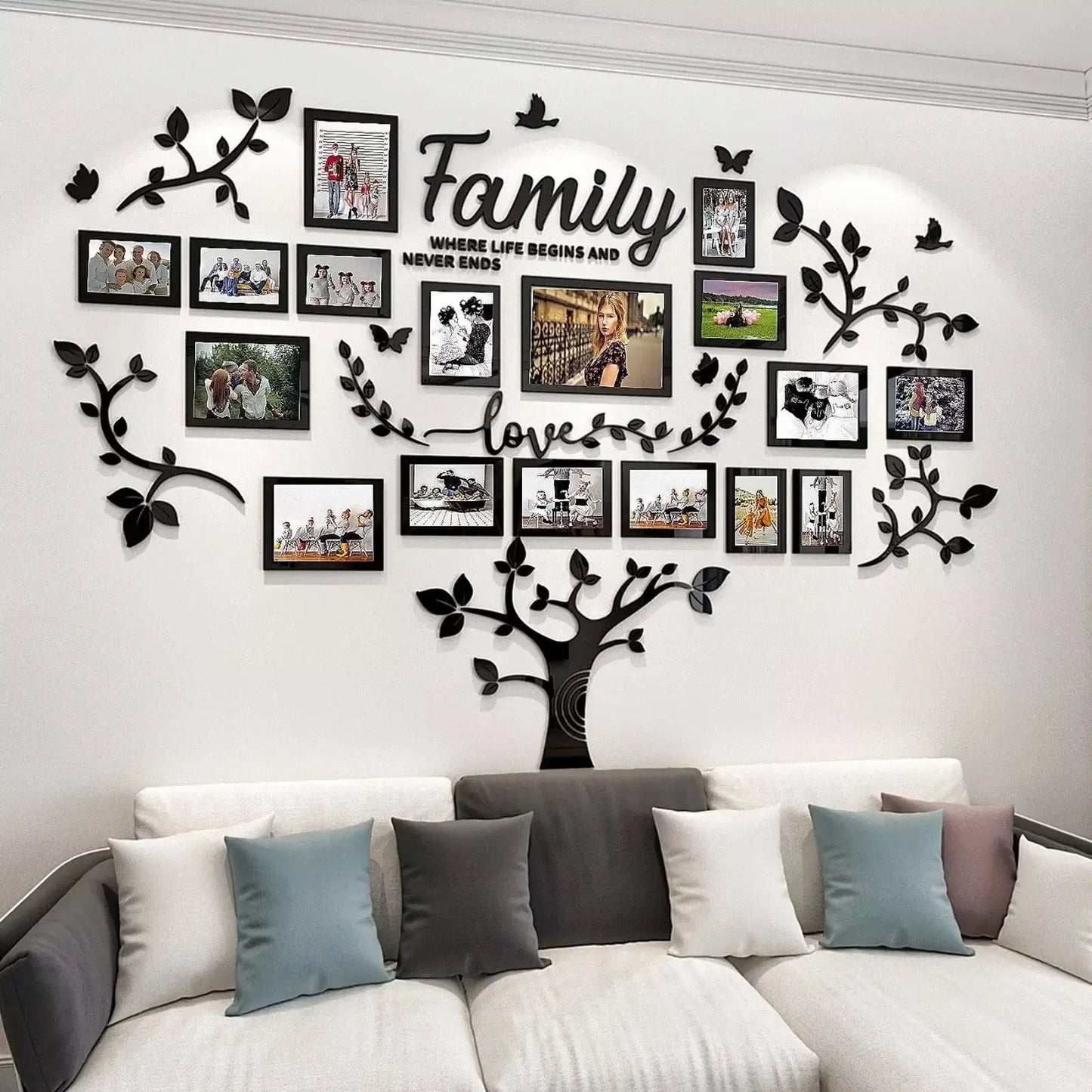 DIY wall decoration, living room family tree, wall decoration stickers, 3D photo frame collage wall decoration, living room wall