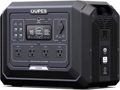 1 Portable Power Station 2000W (4500W Peak), 1024Wh LiFePO4 Battery Generator with 1400W AC Charging & 800W Solar Charging