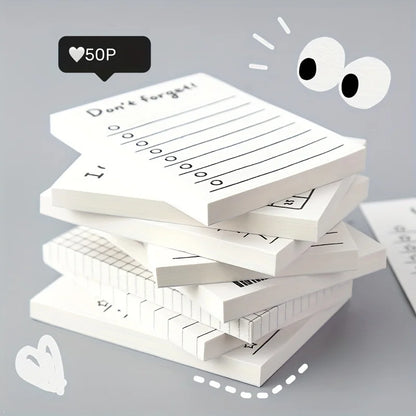 Journamm-Simplicity Cute Styles Memo Pad, Scrapbooking Decoration, Office Supplies, Creative Stationery Planner, Sticky Notes,