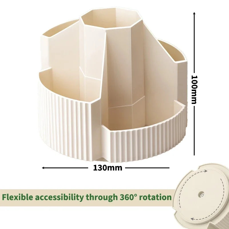 5 Slots Stationery Storage Box 360 Degree Rotating Cute Pencil Cup Pot Desktop Stationery Organizer for Home Office School