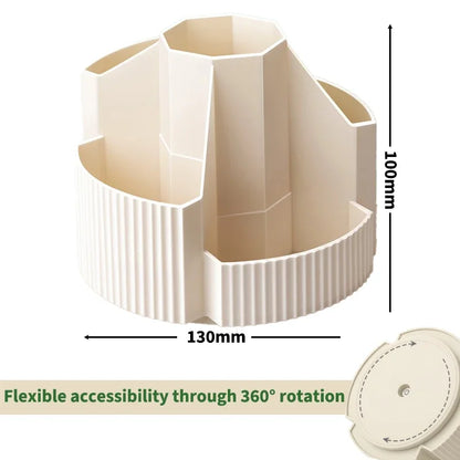 5 Slots Stationery Storage Box 360 Degree Rotating Cute Pencil Cup Pot Desktop Stationery Organizer for Home Office School