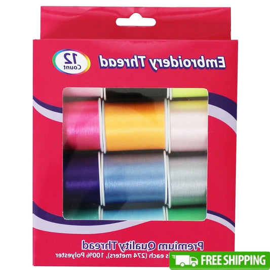 Assorted Colors 300 Yd Spools 12 Ct Polyester Embroidery Thread High Quality for Machine Hand Sewing Crafting104
